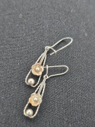 Kolczyki srebrne Vintage PRL. Wiszące stan bdb . Srebro