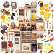 DUŻA KUCHNIA dla dzieci: kran z wodą, para, jajowar, 72 akcesoria 