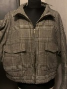 ZARA kurtka bomberka biker ramoneska narzutka oversize kratka pepitka