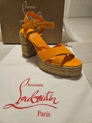 Oryginalny Christian Louboutin pomarańczowe sandały na platformie 38