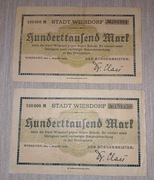 Banknot Niemcy 100 000  marek 1923 r. Wiesdorf