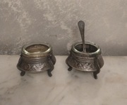 Zabytek PRL komplet solniczka z pieprzniczką vintage plater