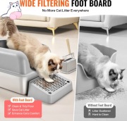 Kuweta dla Kota SucceBuy XL Głęboka, Stal nierdzewna, z Podnóżkiem