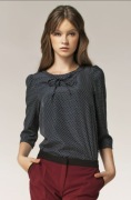 Bluzka damska z kokardką na dekolcie Nife - kropki rozmiar XL 42