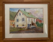 Oryginalna Islandzka akwarela! Rzadkość, stary obraz, sygnowany.