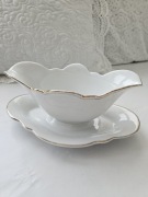 Sosjerka biała z podstawką dipówka porcelanowa