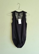 Koronkowe czarne body Stradivarius S NOWE