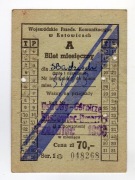 Katowice - Bilet miesięczny autobusowy - czerwiec 1968