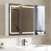 Biała szafka łazienkowa z lustrem 90x60cm z LED i gniazdkiem