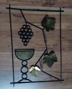 Dekoracja ścienna z metalu winogron liście kielich