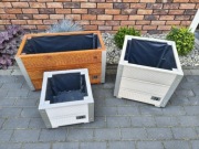 Donica drewniana, nowoczesna donica, 35x35x28 Drewno, aluminium, 