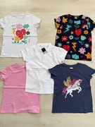 5x t-shirt bluzki NEXT 12 lat 152 jednorożec serca biała kołnierzyk nowa 