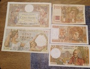 Zestaw banknotów Francja 1934-1978 r.