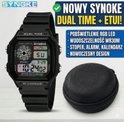 Zegarek SYNOKE Dual Time + ETUI | Wodoszczelny RGB LED Sportowy Design 3ATM