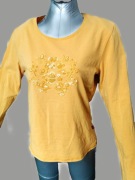 Efektowna bluzka z ozdobnym przodem r. L bawełna+Lycra cekiny koraliki