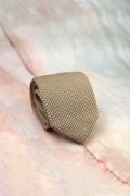 NOWY krawat knit beżowy beż złoty męski 8cm ślub ślubny garniturowy