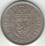 257 Wielka Brytania 1 shilling szyling 1963 herb szkocki