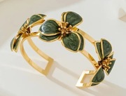 Bransoletka emaliowana otwarta regulowana kwiaty + pudełko