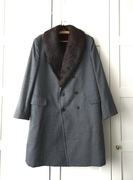 Płaszcz wełniany pelisa z futrem z nutrii