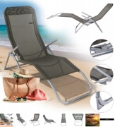 LEŻAK FOTEL OGRODOWY PLAŻOWY PATIO SZARY ROZKŁADANY SUPER WYGODNY PORĘCZNY