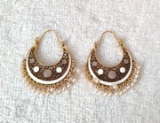 Duże kolczyki koła orientalne złoty kolor biały beżowy etno boho folk