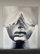 Nowoczesny obraz kobieta z górami na głowie