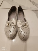 Baleriny Dziewczęce Srebrne skóra 33