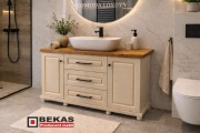 ŁAZIENKA Prowansalska KOMODA Londyn (2D-3s) ECRU Blat Dąb PRODUCENT BEKAS 