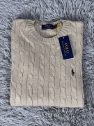 Polo Ralph Lauren sweter vintage cable knit beżowy kremowy basic S unisex