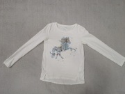 Biała ecru srebrna bluzka z długim rękawem jednorożec cekiny Cool Club 146