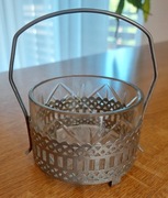 Cukiernica ozdobna metalowo-szklana lata 80-te