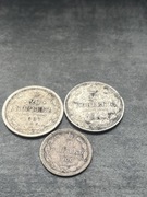 Zestaw 2 x20 kopiejek 1907,1914 r. ,10 kopiejek 1900r. srebro carska Rosja