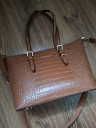 Torebka damska, sztuczna skóra, karmelowy brąz