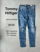 Damskie spodnie jeansowe z przetarciami Marka Tommy Hilfiger 