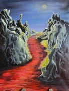 „Czerwony strumień” – obraz olejny 40x50 cm