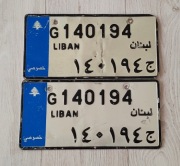 Tablice rejestracyjne LIBAN 1990's Komplet