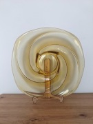 Talerz patera Ząbkowice wir młynek miodowe szkło