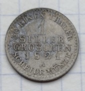 #1107 Niemcy Prusy 1 srebrny grosz 1821 A