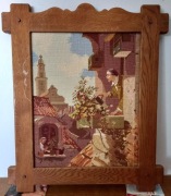 Obraz haftowany "Kwiaty na balkonach" 68x58.5cm