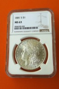 USA 1 dolar 1881 S  Morgan  NGC  MS63  /rzadka/