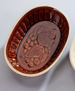 Półmisek ceramiczny ceramika dekoracyjna dekor owalny z motywem owoców