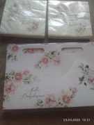 Pudełka, podziękowanie dla gości i serwetki