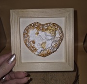 Obraz obrazek  drewno i ręcznie rzeźbiony Aniolek 