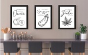 Obraz z napisami do kuchni 3 szt., plakat w ramie A3
