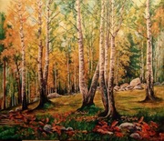 Zbyszek z mazur obraz olejny JESIEŃ BRZOZY