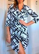 Koszula Mohito biało-czarna z paskiem roz. S