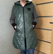 Kurtka, płaszczyk, bezrękawnik, długi, pikowany, zieleń butelkowa, Ewix