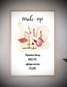 Plakat beauty salonu kosmetycznego make up makijaż makijażysta w ramie a4