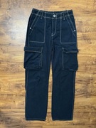 Spodnie proste bojówki medium rise cargo straight Bershka rozmiar 34 XS