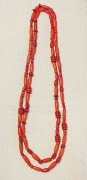 Korale 2 sznury koralowiec + drewno czerwone red naturalne 